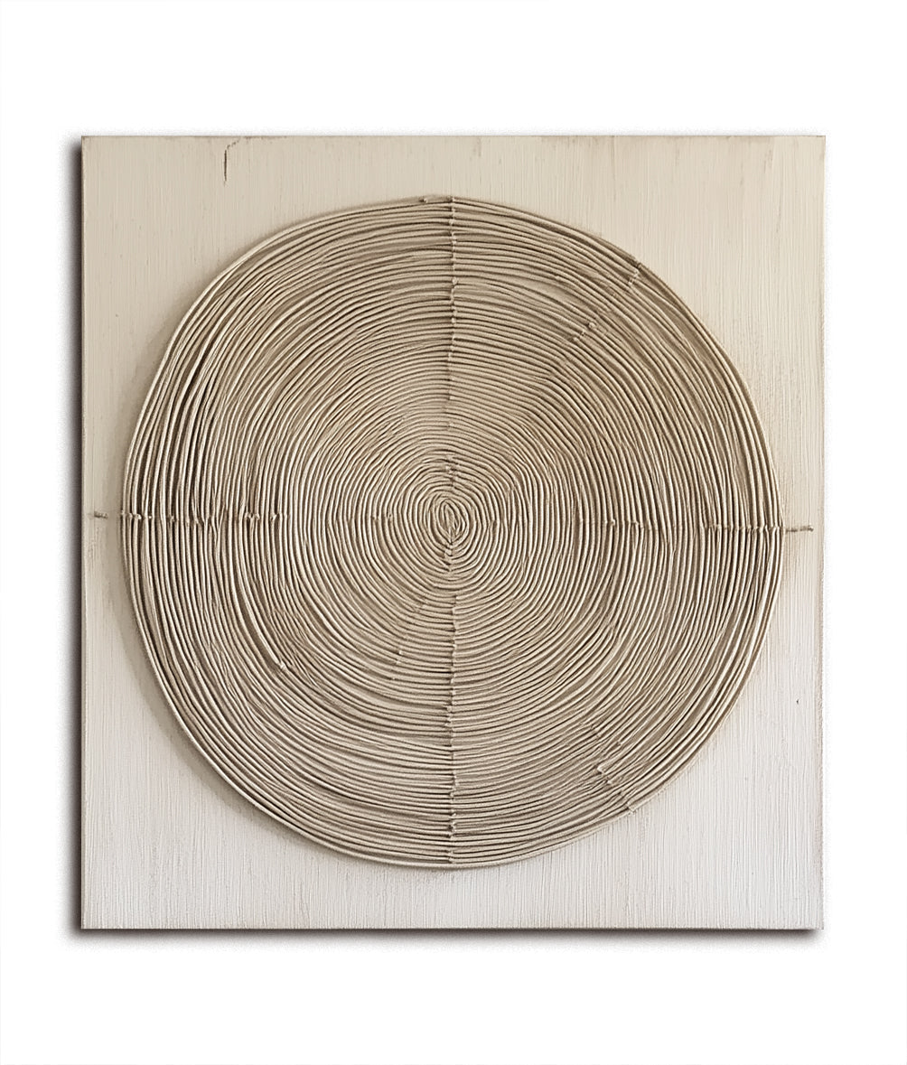 Earthly Harmony Textured Panel-3D Minimalist Abstract Texture Concentric Circle Oil Painting Wall Art