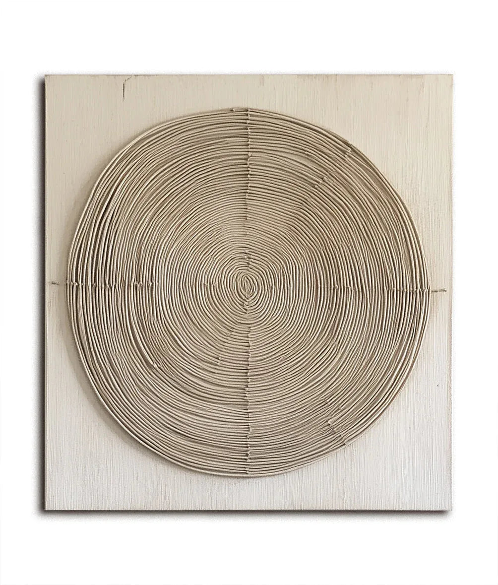 Earthly Harmony Textured Panel-3D Minimalist Abstract Texture Concentric Circle Oil Painting Wall Art - artextured