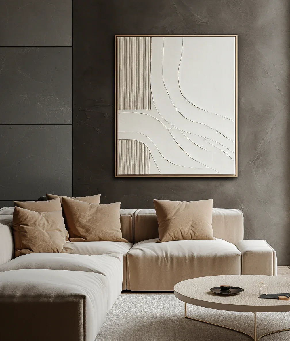 Serene Pathways-Hand drawn Soft Waves and Geometric Abstract Wall Art - artextured