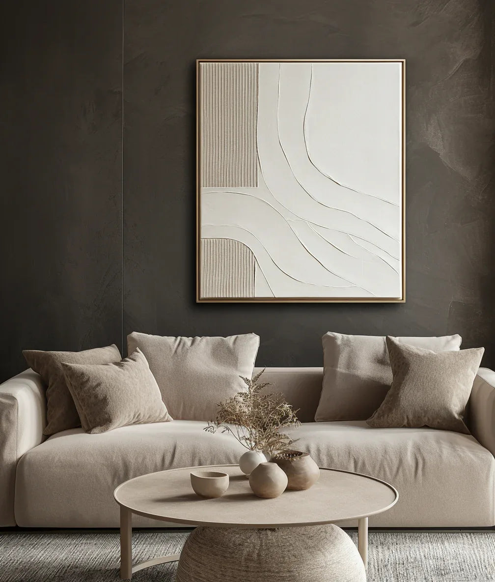 Serene Pathways-Hand drawn Soft Waves and Geometric Abstract Wall Art - artextured