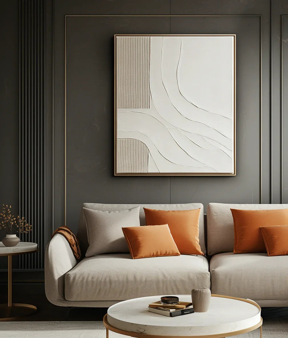 Serene Pathways-Hand drawn Soft Waves and Geometric Abstract Wall Art - artextured