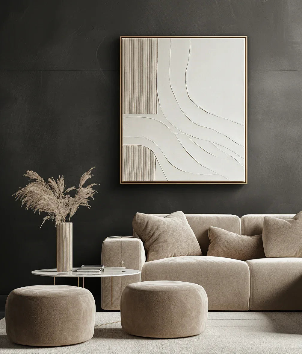 Serene Pathways-Hand drawn Soft Waves and Geometric Abstract Wall Art - artextured