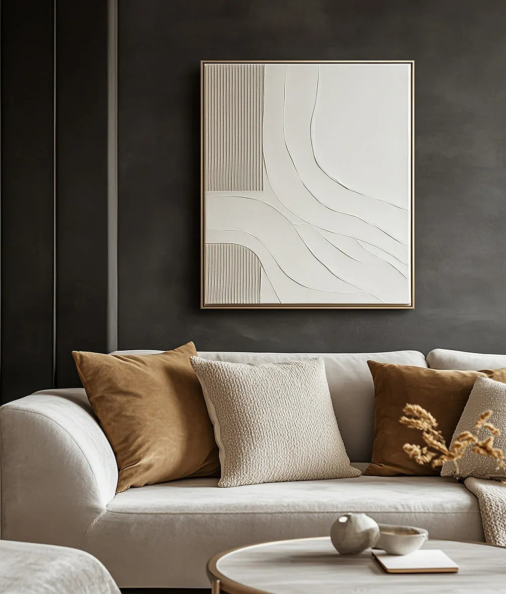 Serene Pathways-Hand drawn Soft Waves and Geometric Abstract Wall Art - artextured