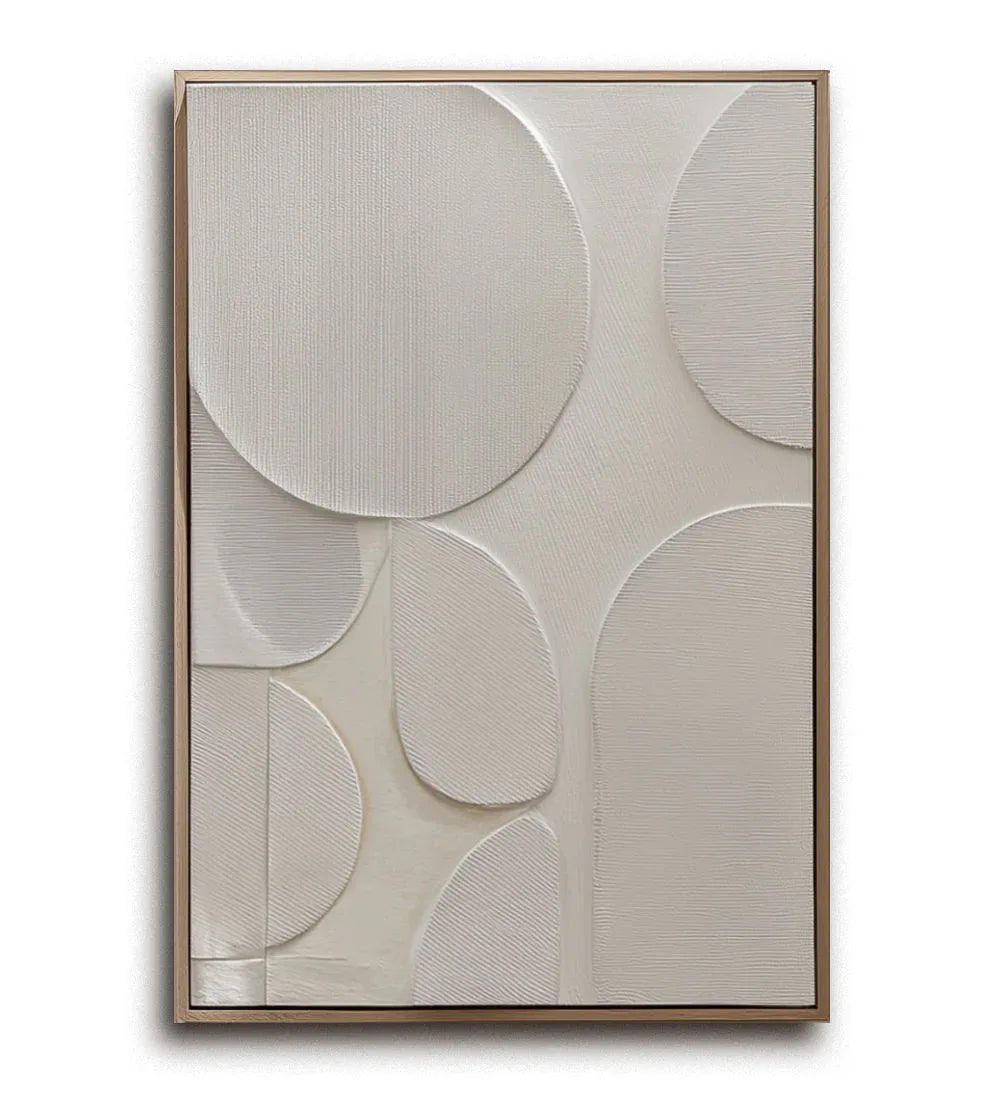 Ethereal Balance-Modern Minimalist Light Beige Abstract Circular Block Wall Art - artextured