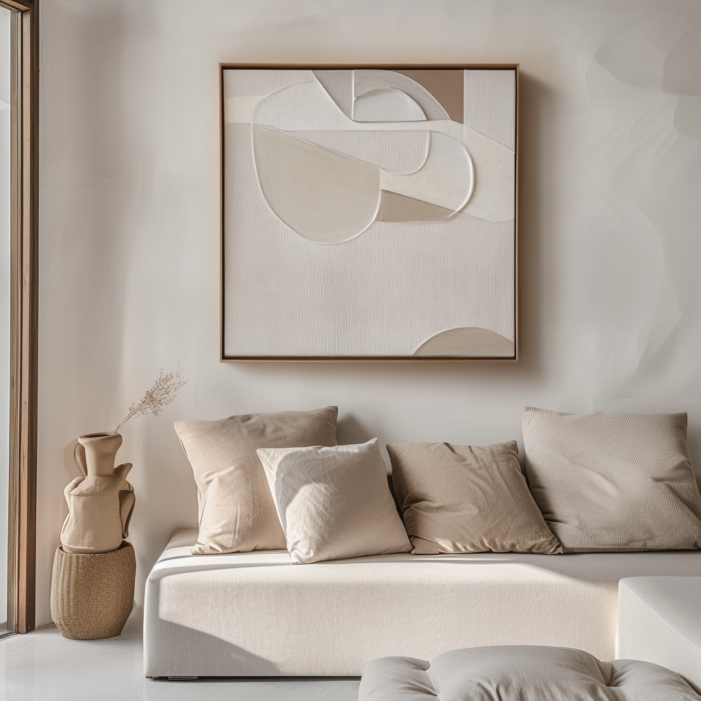 Harmony in Neutral Canvas-Minimalist and Three-Dimensional Beige Curved Texture Wall Art