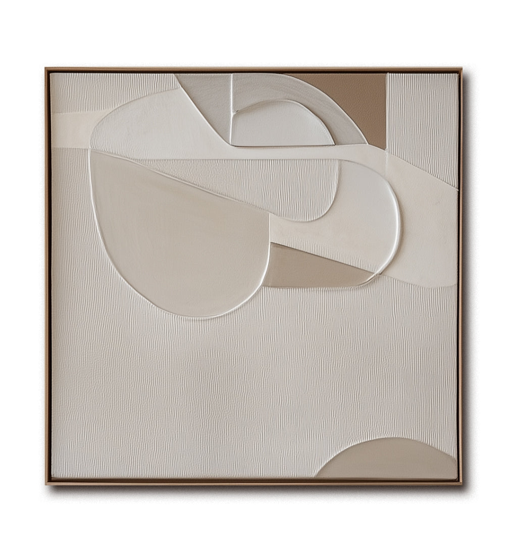 Harmony in Neutral Canvas-Minimalist and Three-Dimensional Beige Curved Texture Wall Art