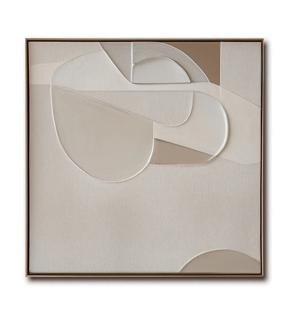 Harmony in Neutral Canvas-Minimalist and Three-Dimensional Beige Curved Texture Wall Art - artextured