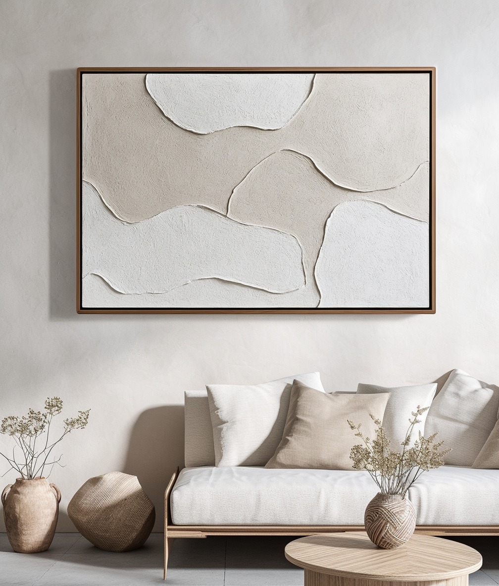 Tranquil Layers-Minimalist Light Hand Drawn Organic Soft Block Wall Art