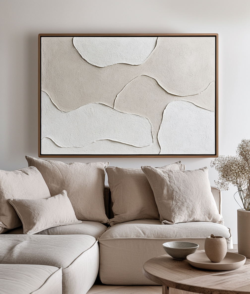 Tranquil Layers-Minimalist Light Hand Drawn Organic Soft Block Wall Art