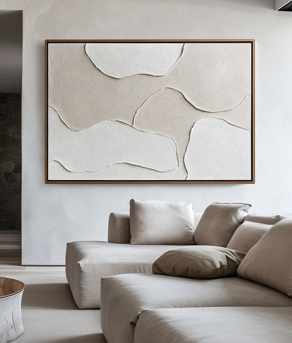 Tranquil Layers-Minimalist Light Hand Drawn Organic Soft Block Wall Art