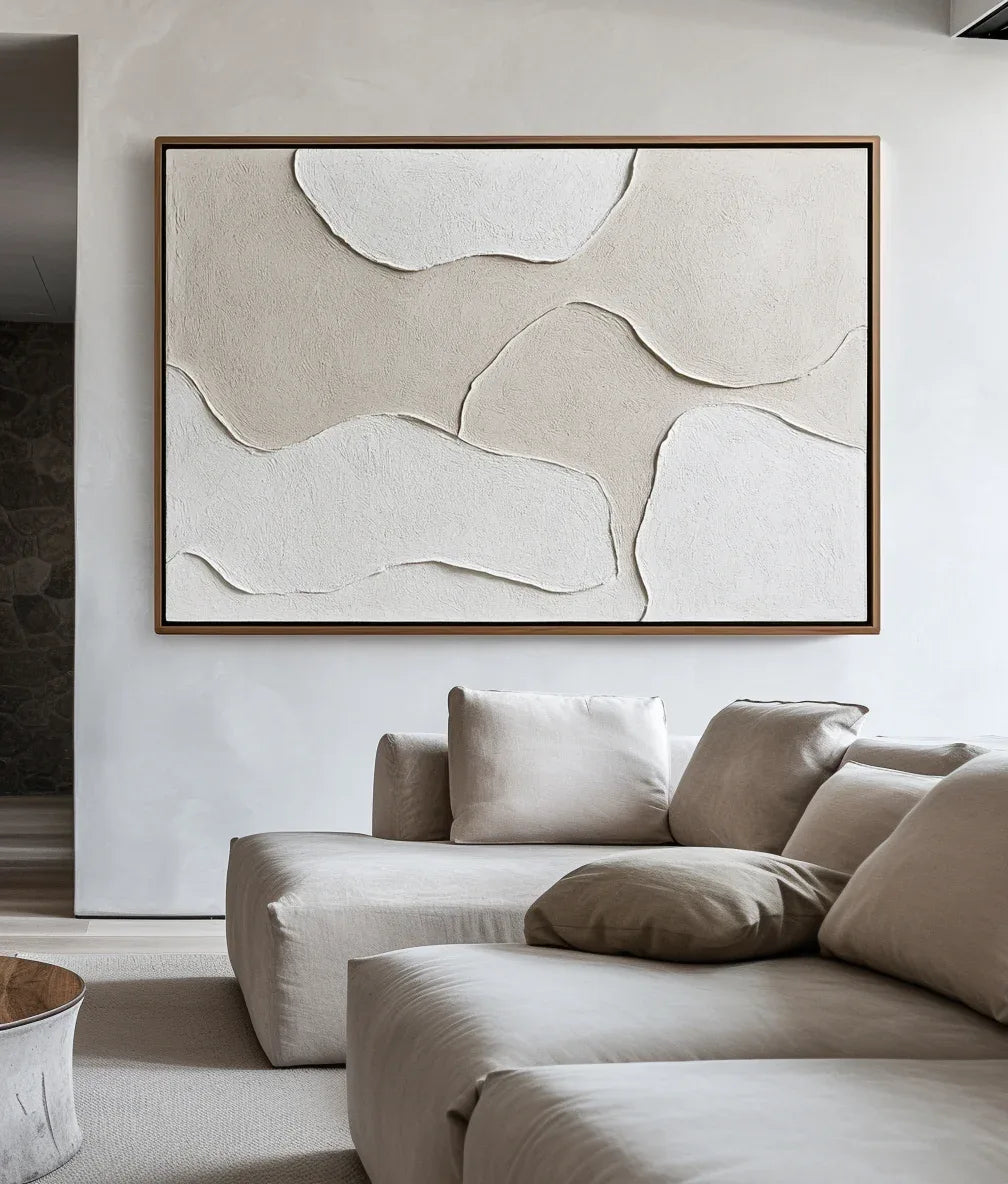 Tranquil Layers-Minimalist Light Hand Drawn Organic Soft Block Wall Art - artextured