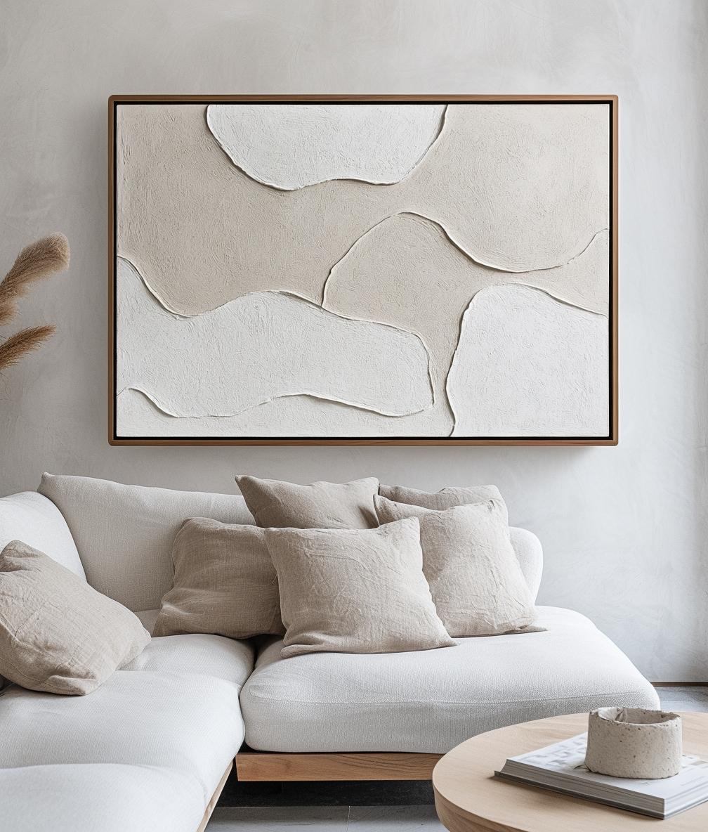 Tranquil Layers-Minimalist Light Hand Drawn Organic Soft Block Wall Art