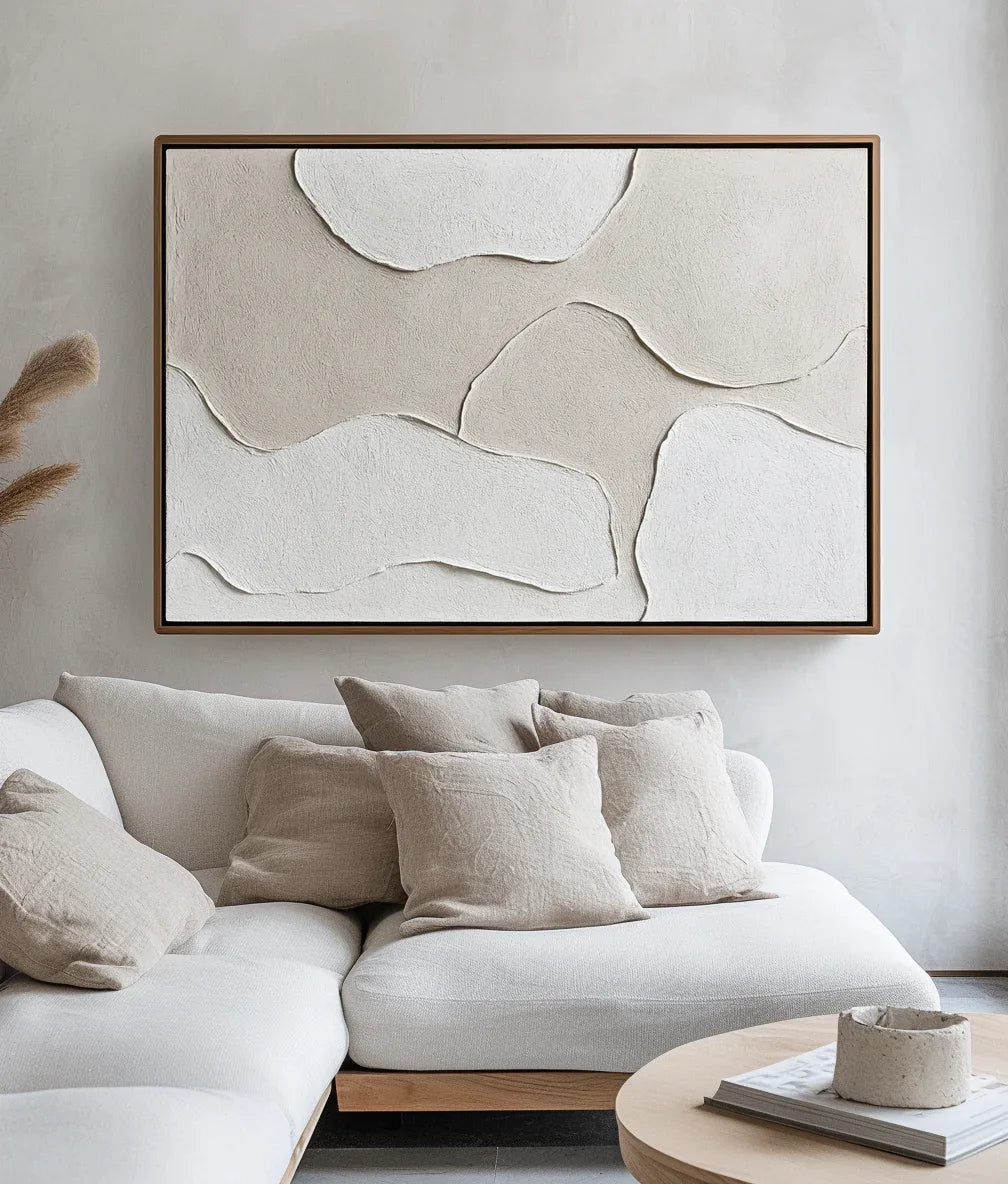 Tranquil Layers-Minimalist Light Hand Drawn Organic Soft Block Wall Art - artextured
