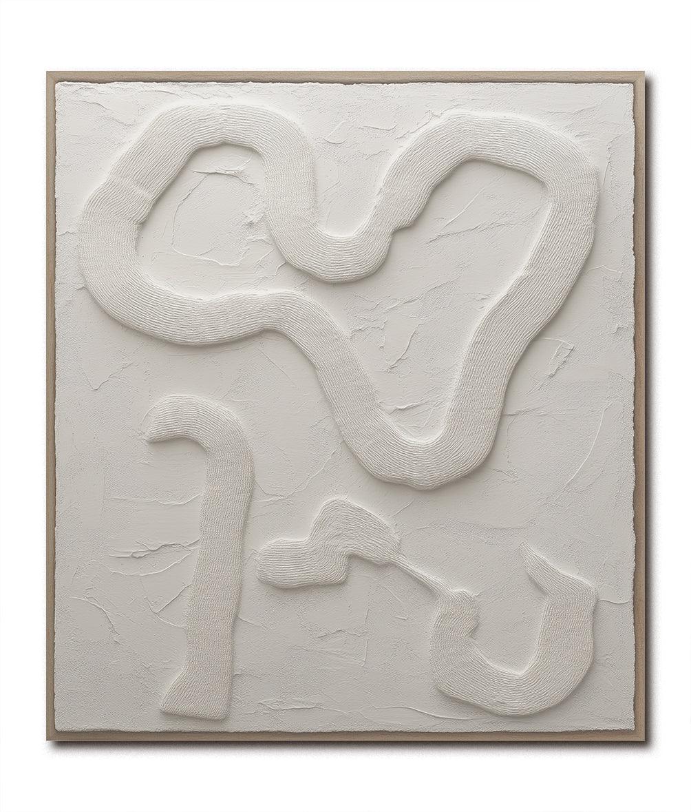 Serene Flow-Modern Minimalist Free White Curved Texture Wall Art - artextured