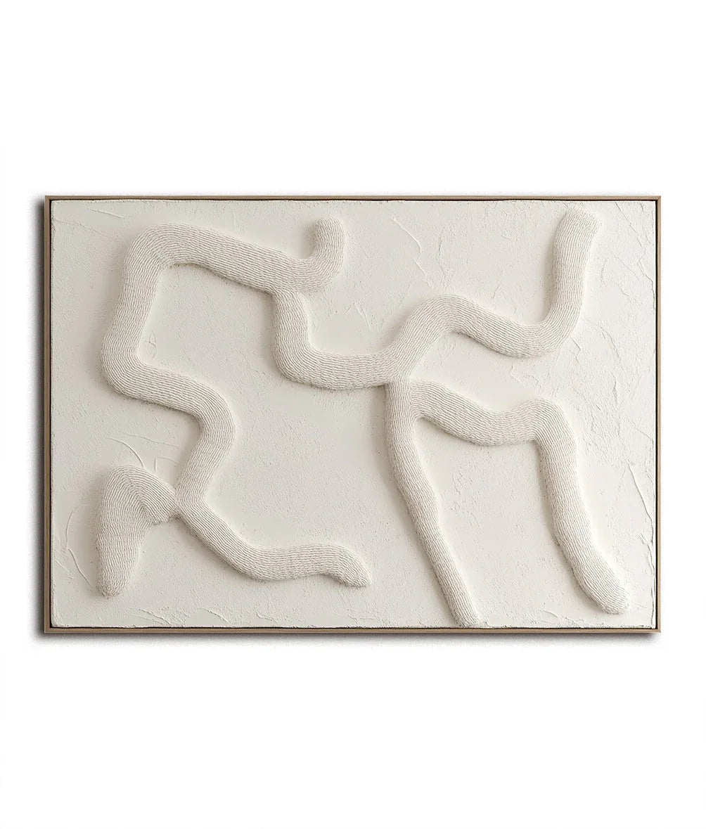 Serene Flow-3D Minimalist Flowing White Silk Oil Painting Wall Art - artextured