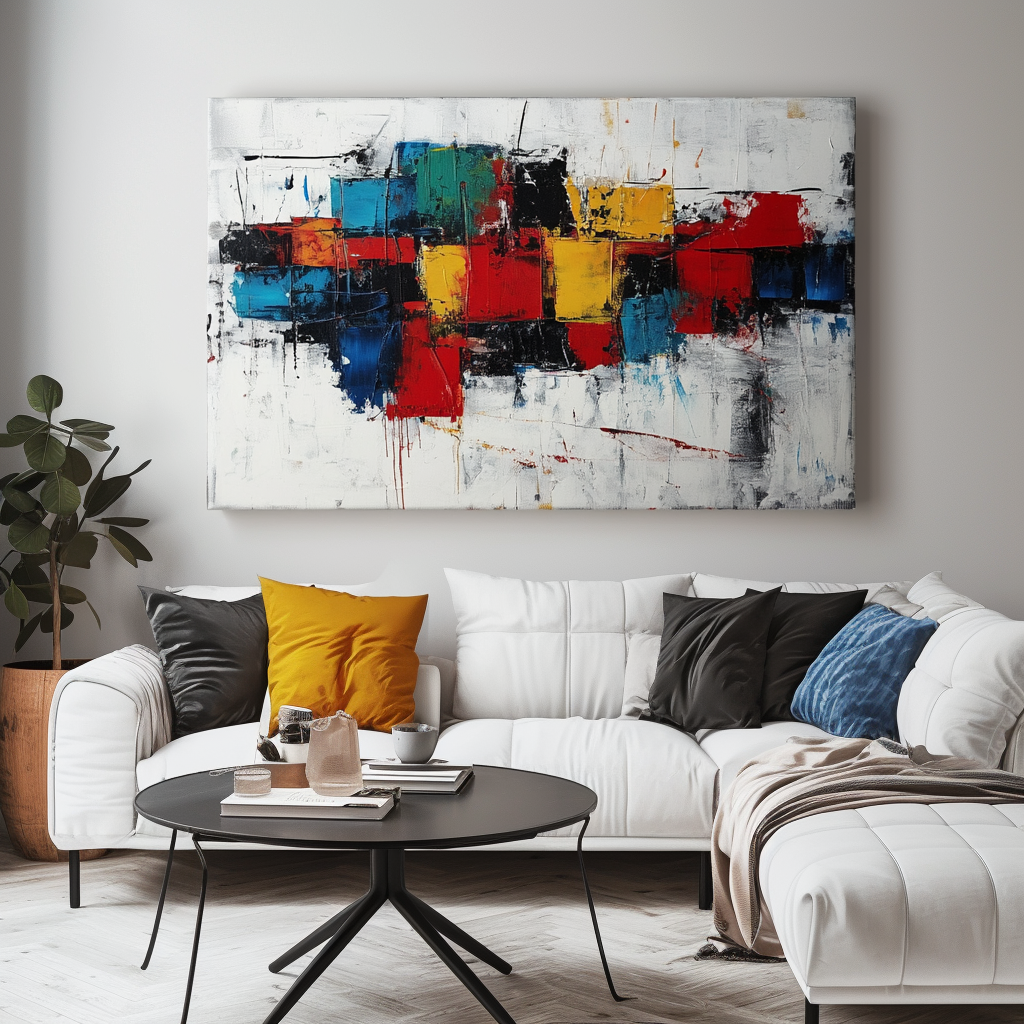 Color Surge-Abstract Wall Art of Hand drawn Texture and Color Collision