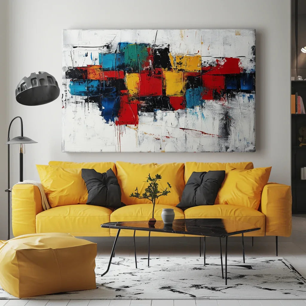 Color Surge-Abstract Wall Art of Hand drawn Texture and Color Collision - artextured