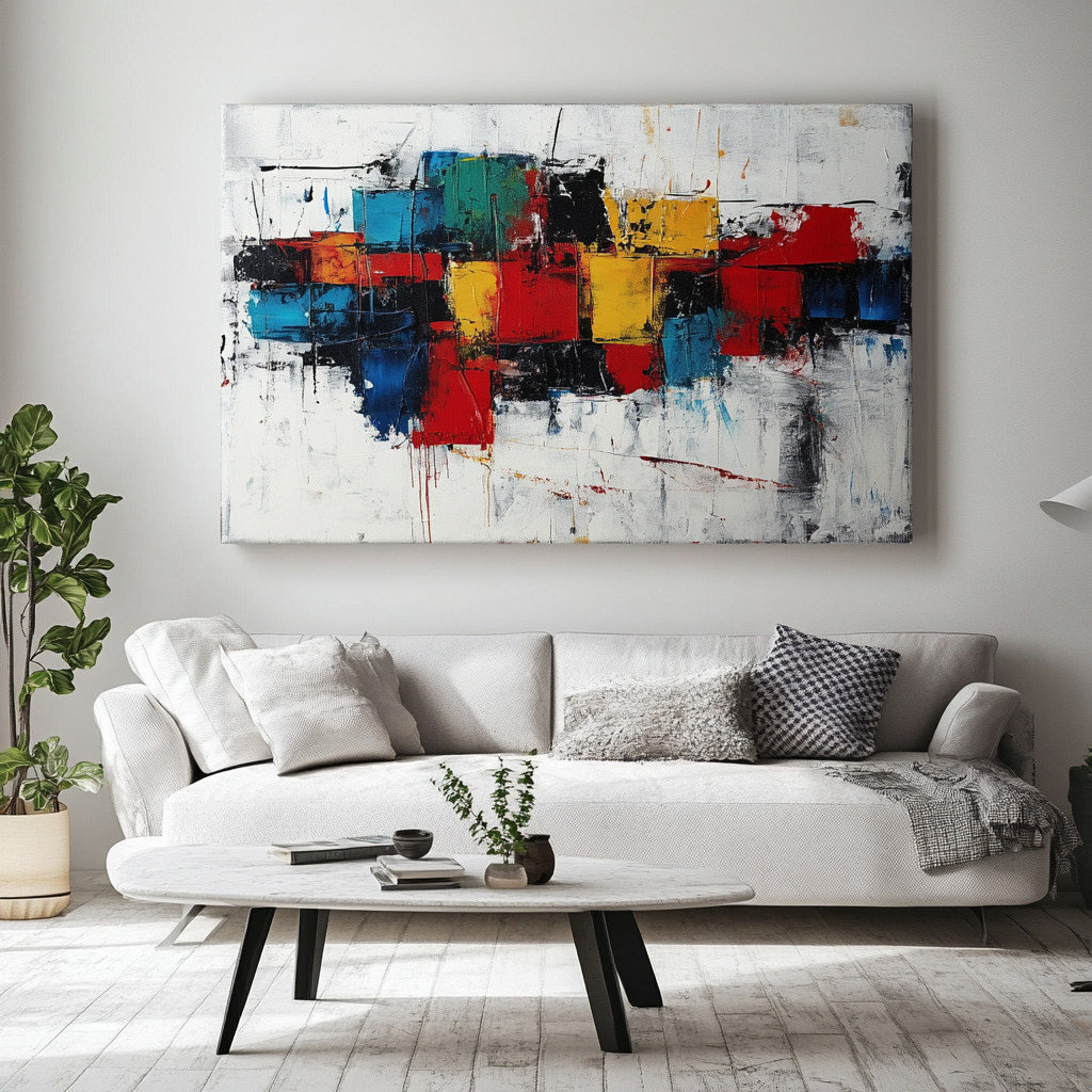 Color Surge-Abstract Wall Art of Hand drawn Texture and Color Collision