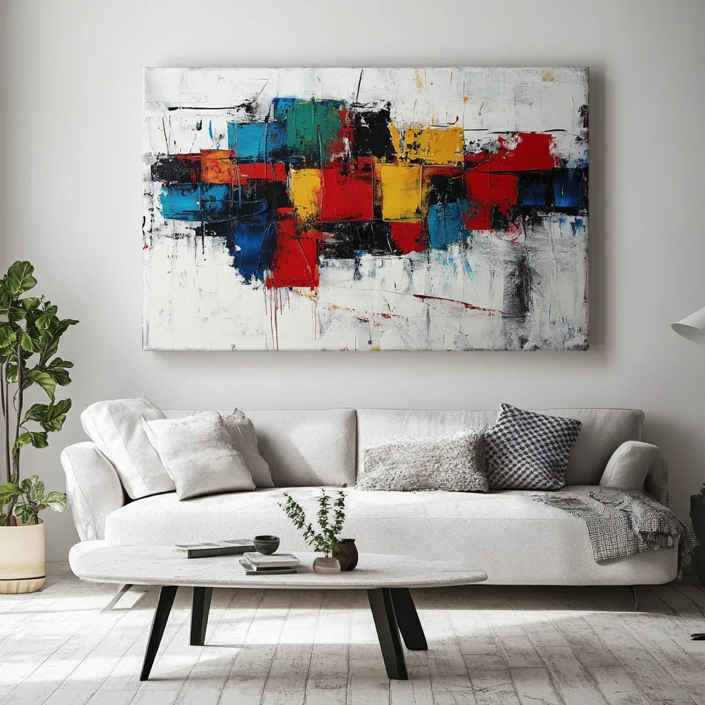 Color Surge-Abstract Wall Art of Hand drawn Texture and Color Collision - artextured