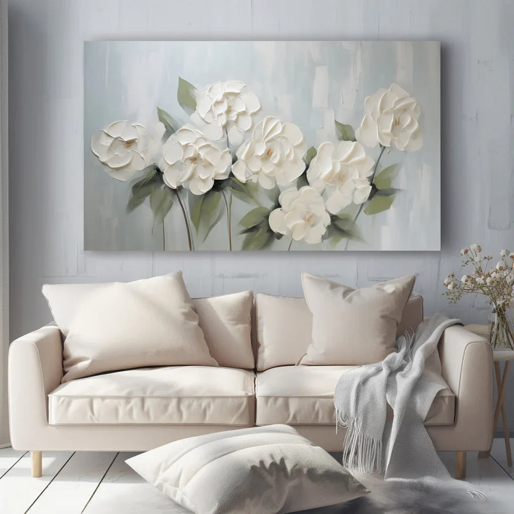 Blooming Grace -Modern Home Decor 3D Pure Floral Texture Wall Art - artextured