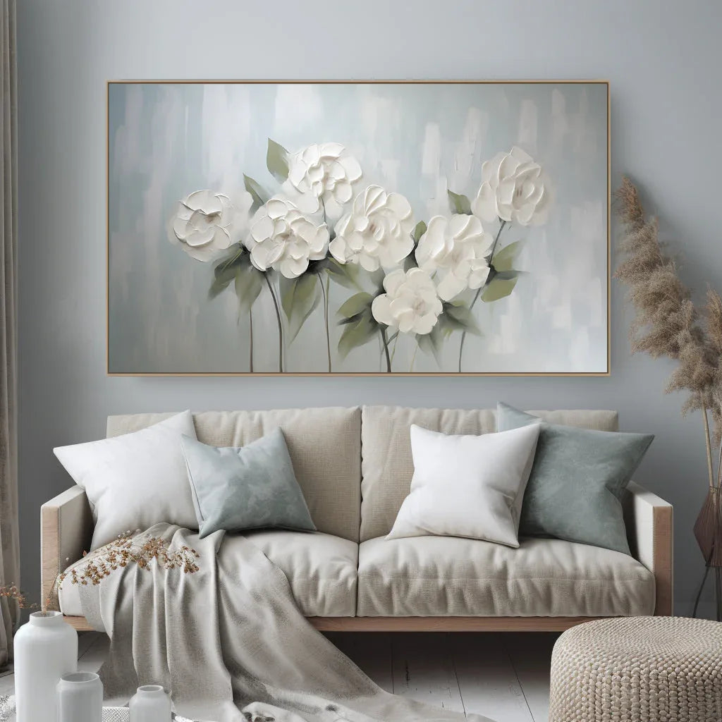 Blooming Grace -Modern Home Decor 3D Pure Floral Texture Wall Art - artextured