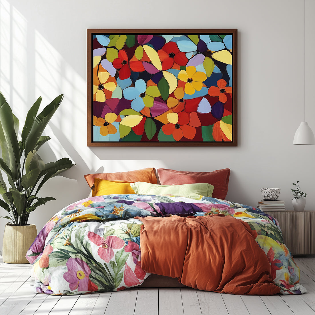 Vivid Blooms - Abstract Floral Canvas