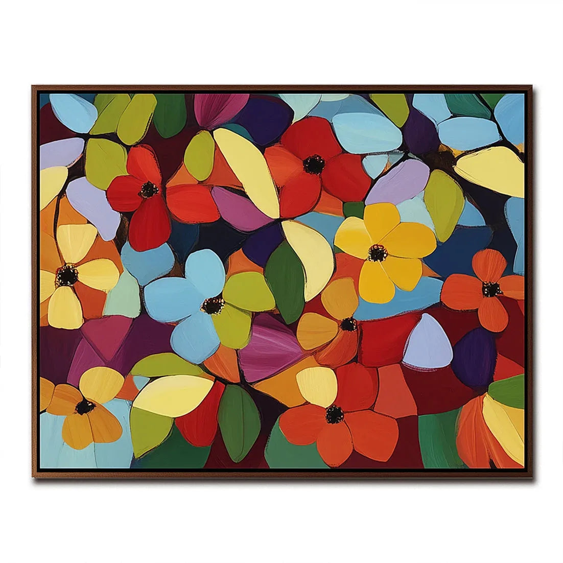 Vivid Blooms -Abstract Floral Oil Painting Wall Art With Hand Drawn Textures - artextured