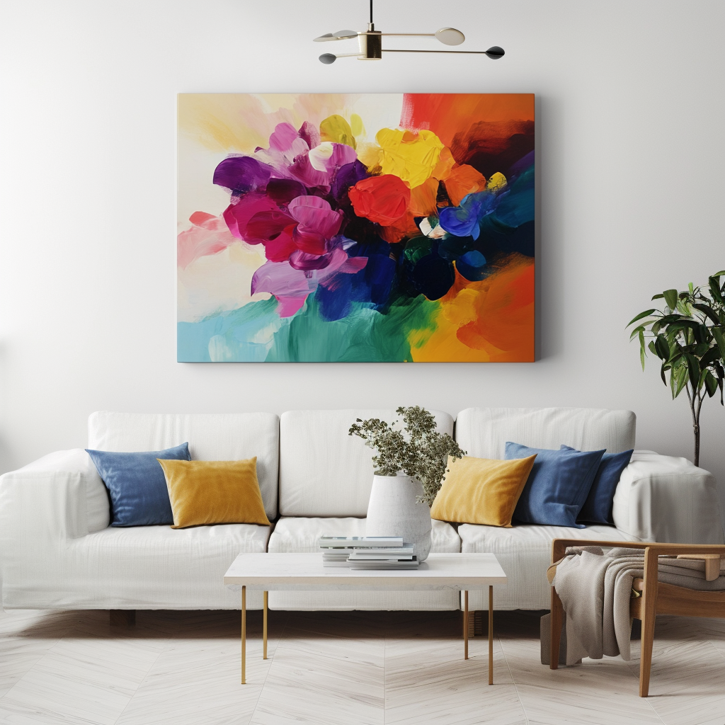 Rainbow Floral Abstraction-Abstract Texture Wall Art of Flowers and Rainbows