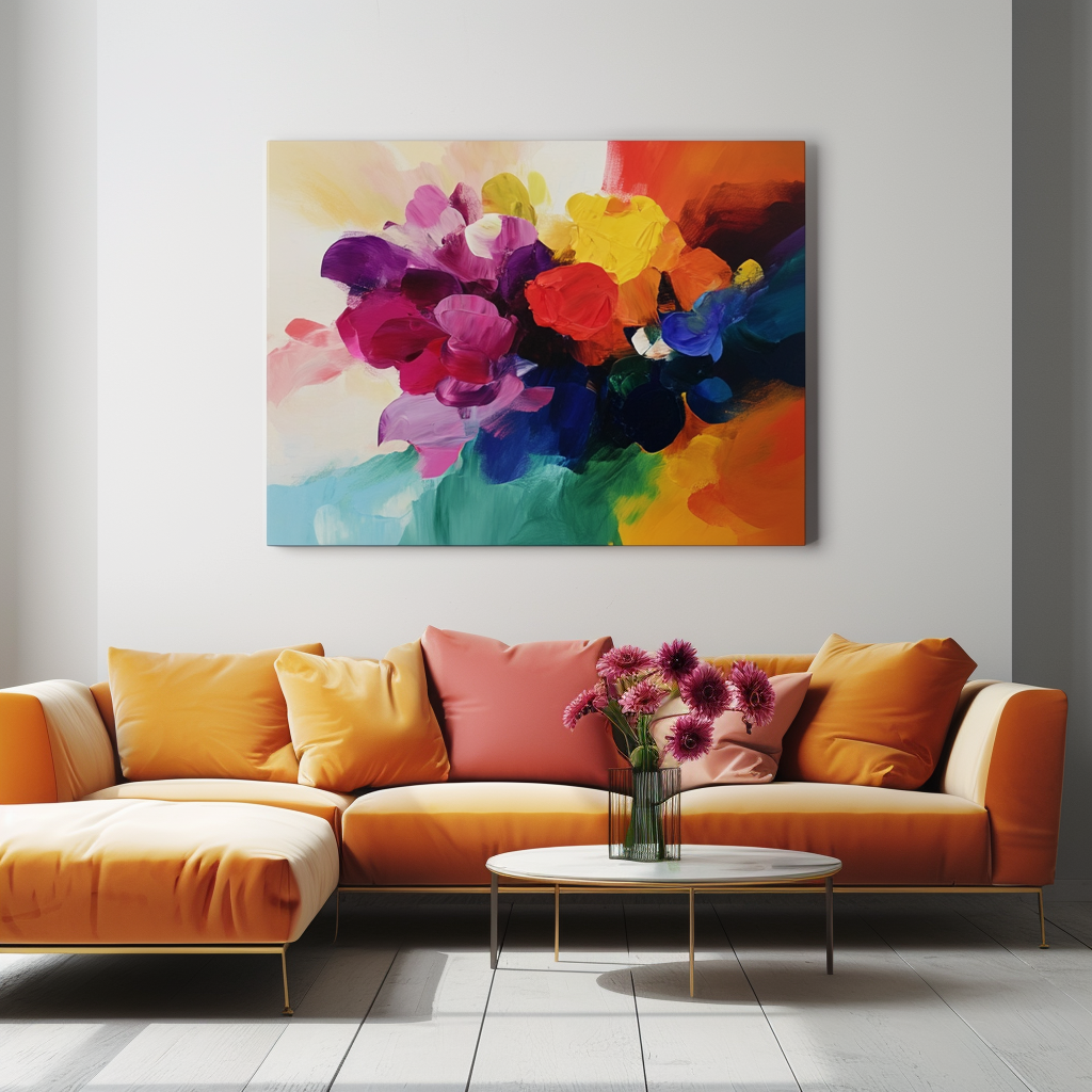 Rainbow Floral Abstraction-Abstract Texture Wall Art of Flowers and Rainbows