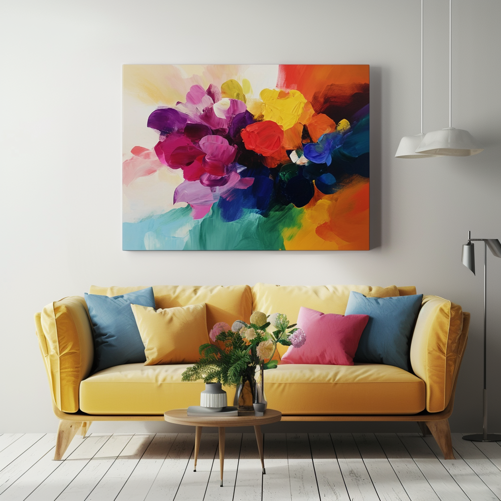 Rainbow Floral Abstraction-Abstract Texture Wall Art of Flowers and Rainbows