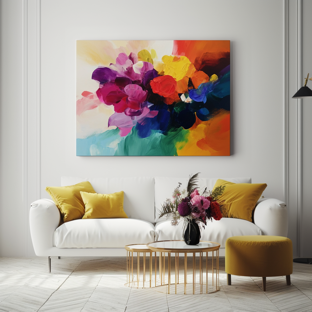 Rainbow Floral Abstraction-Abstract Texture Wall Art of Flowers and Rainbows