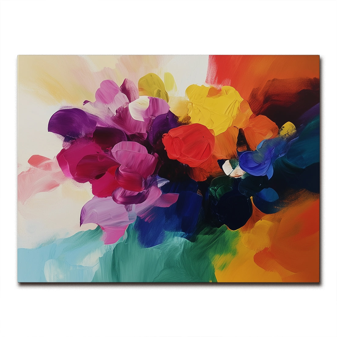 Rainbow Floral Abstraction-Abstract Texture Wall Art of Flowers and Rainbows