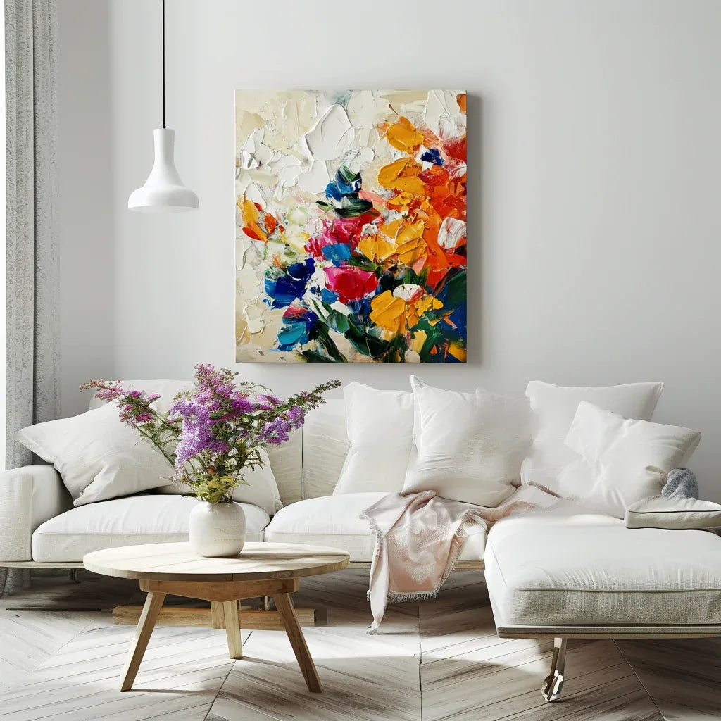 Radiant Garden -3D Texture Abstract Color Flower Cluster Oil Painting Wall Art - artextured