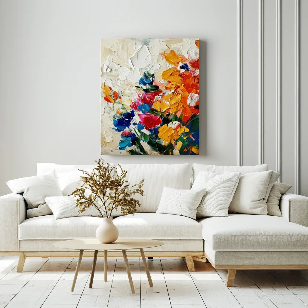 Radiant Garden -3D Texture Abstract Color Flower Cluster Oil Painting Wall Art - artextured