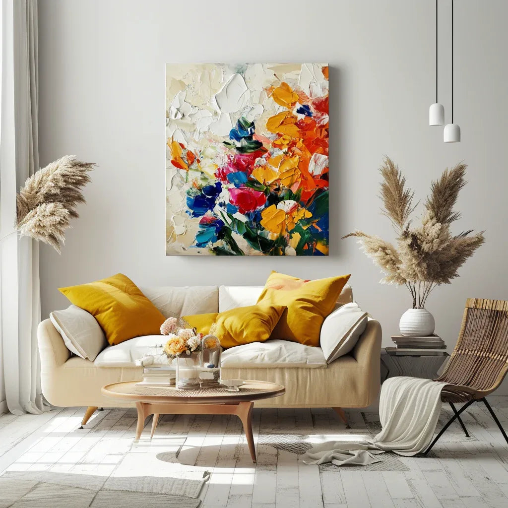Radiant Garden -3D Texture Abstract Color Flower Cluster Oil Painting Wall Art - artextured