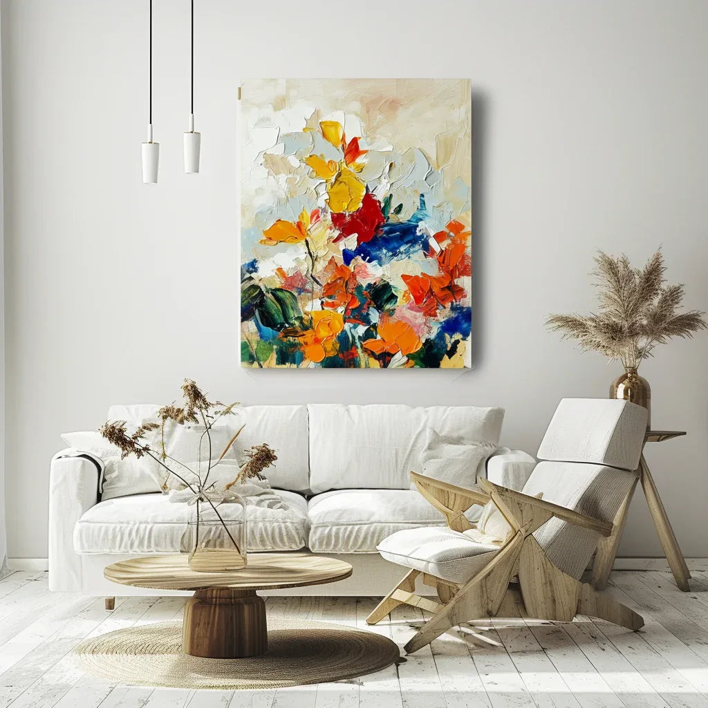 Autumn Symphony-Modern Abstract Hand-Painted Thick Painted Flower Clusters Oil Painting Wall Art - artextured