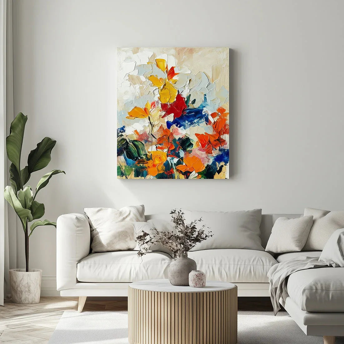 Autumn Symphony-Modern Abstract Hand-Painted Thick Painted Flower Clusters Oil Painting Wall Art - artextured