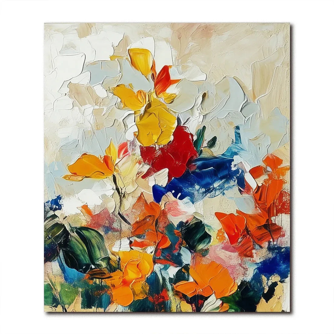 Autumn Symphony-Modern Abstract Hand-Painted Thick Painted Flower Clusters Oil Painting Wall Art - artextured