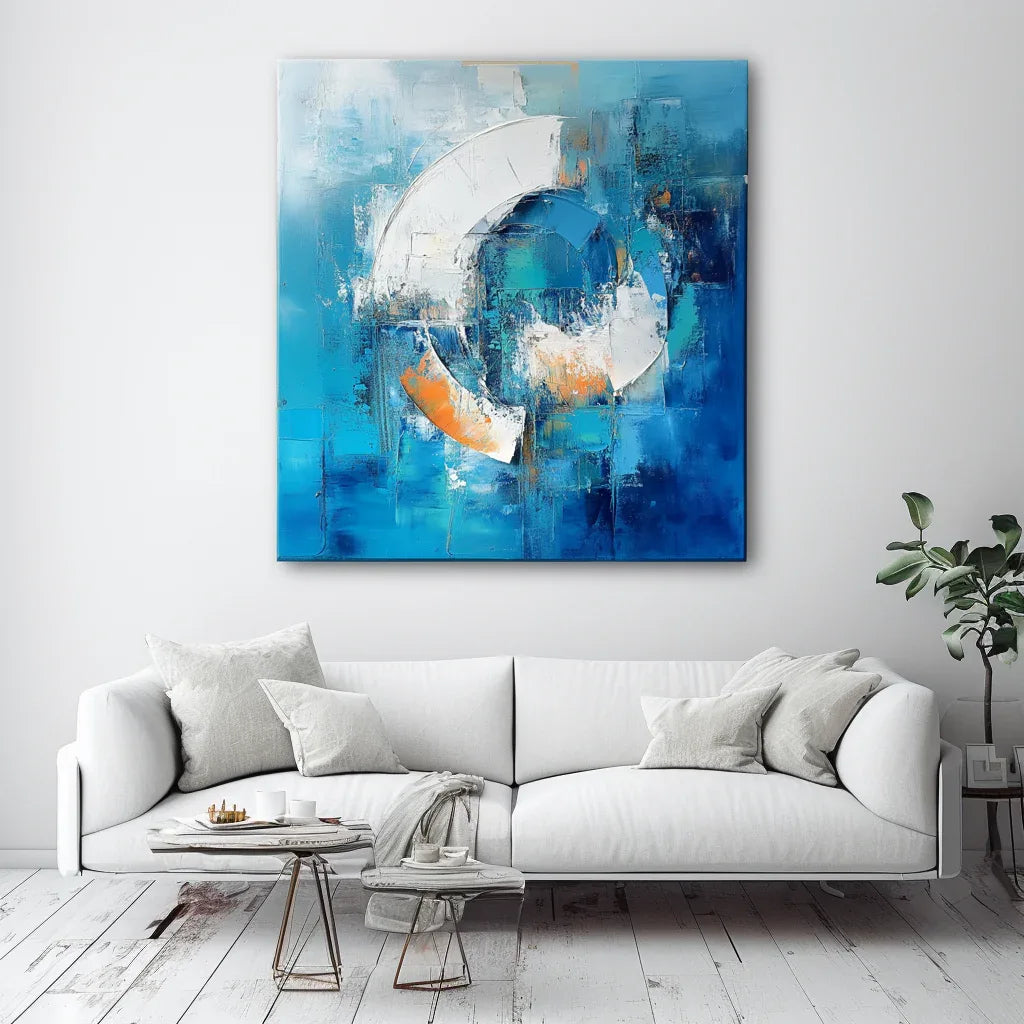 Ethereal Motion-Modern Minimalist Blue Abstract Circular Texture Wall Art - artextured