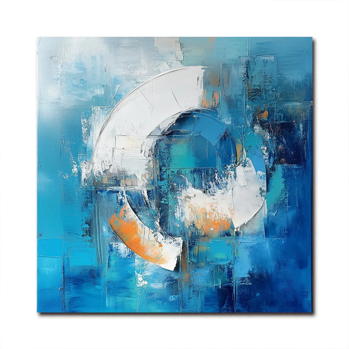 Ethereal Motion-Modern Minimalist Blue Abstract Circular Texture Wall Art - artextured