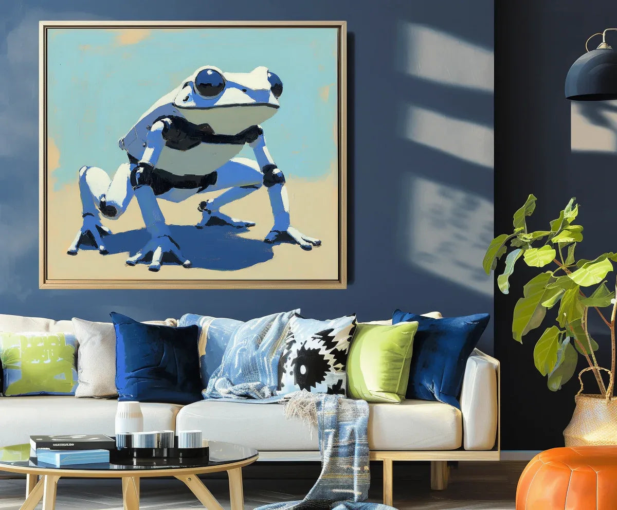 Futurist Frog Canvas-Minimally Styled Technological Frog Abstract Decorative Wall Art - artextured