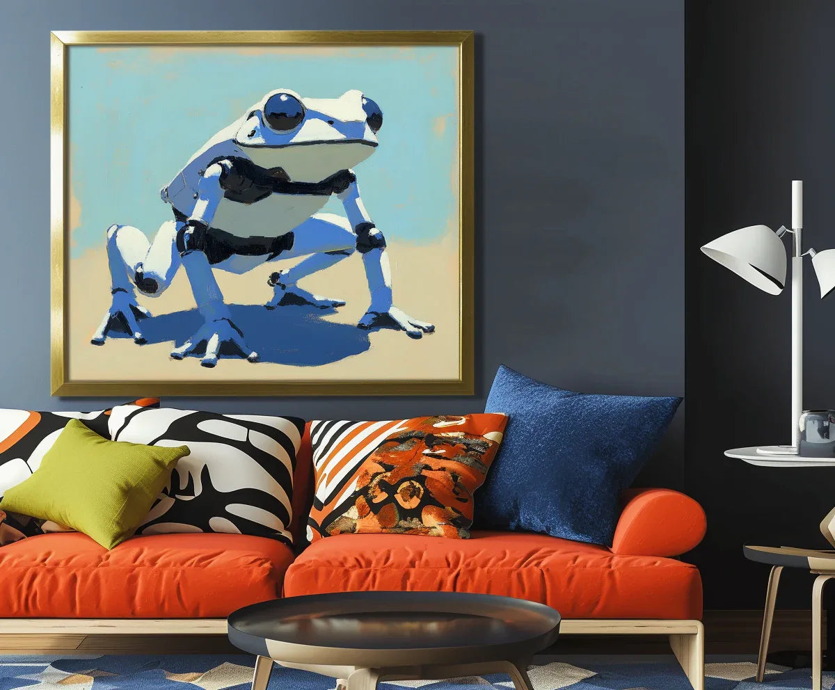 Futurist Frog Canvas-Minimally Styled Technological Frog Abstract Decorative Wall Art - artextured