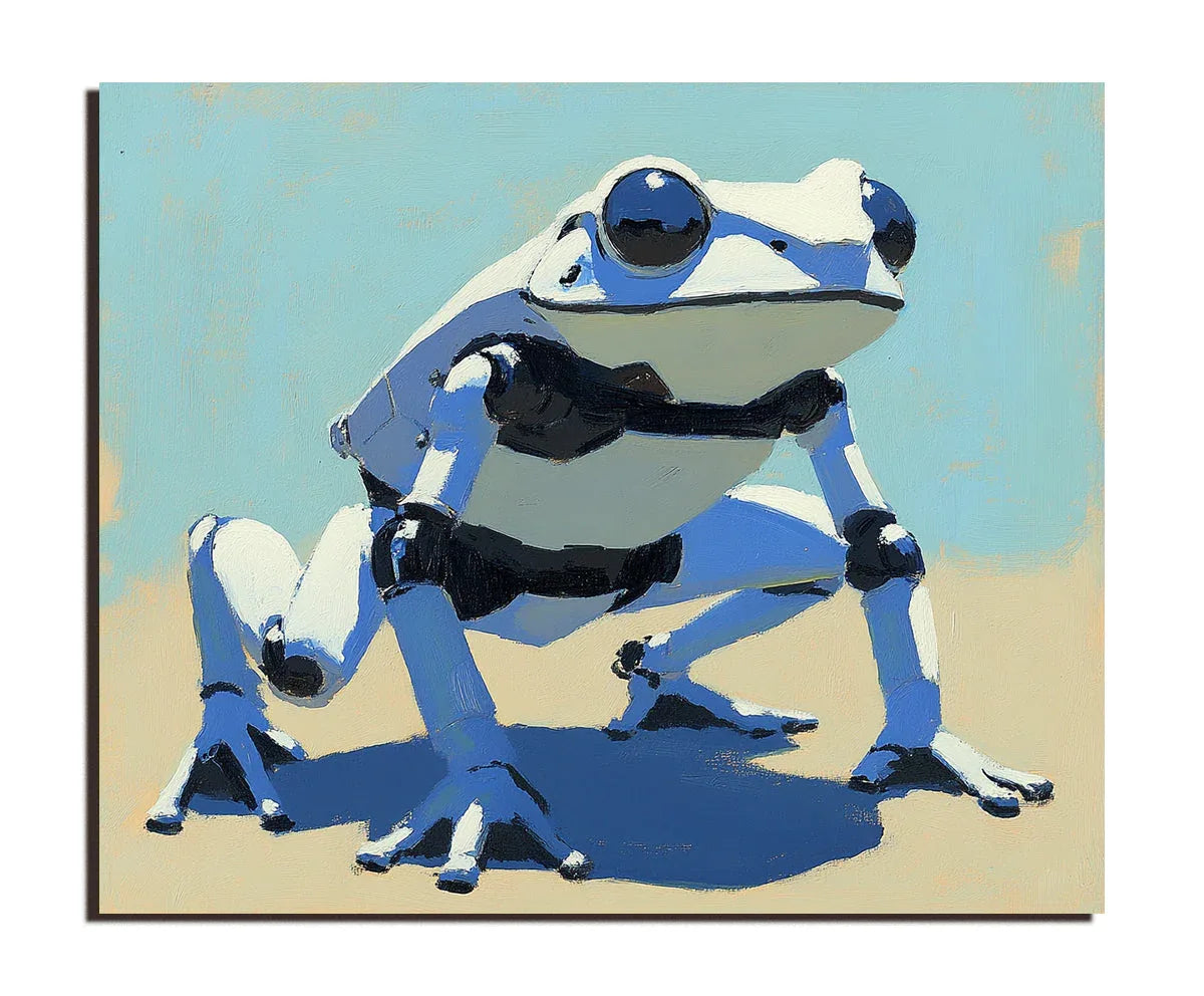 Futurist Frog Canvas-Minimally Styled Technological Frog Abstract Decorative Wall Art - artextured