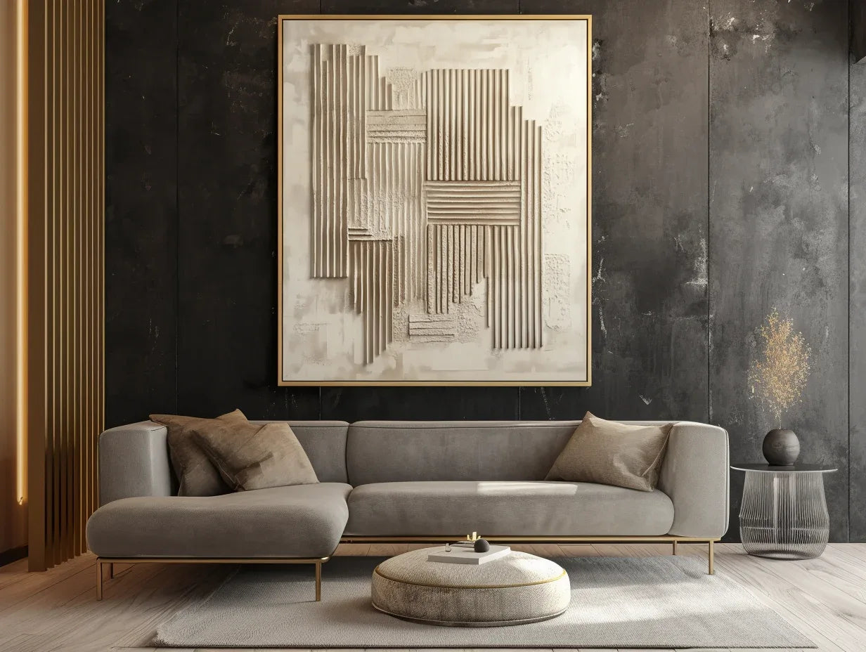 Echoes of Structure -Warm Toned Geometric Hand Drawn Line Texture Wall Art - artextured
