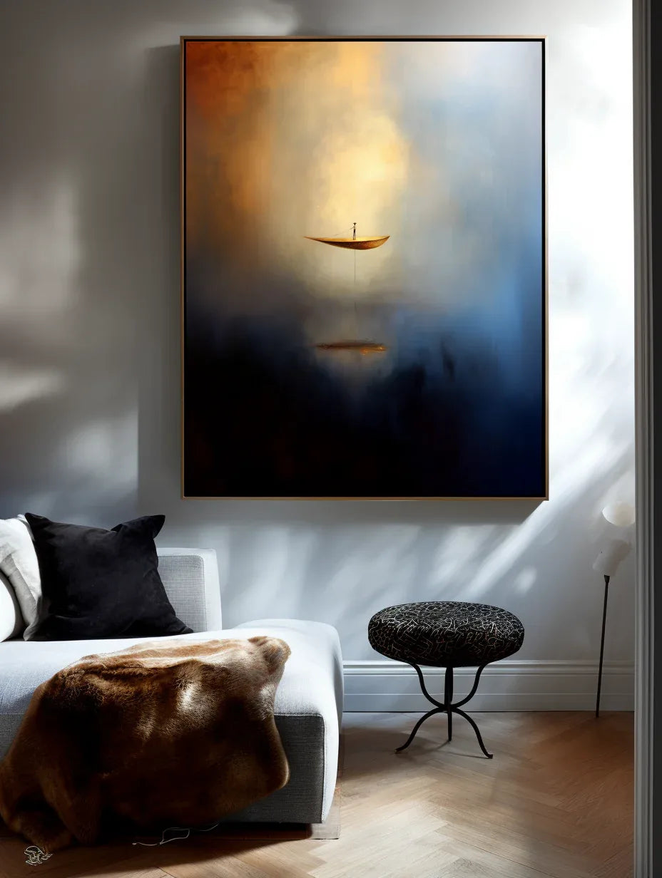Ethereal Voyage-Modern Minimalist Abstract Boat Texture Oil Painting Wall Art - artextured
