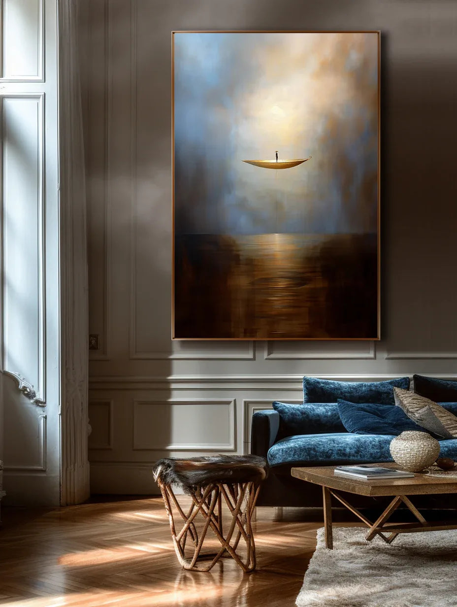 The Eternal Drift-Modern Abstract Sea Boat Texture Wall Art - artextured