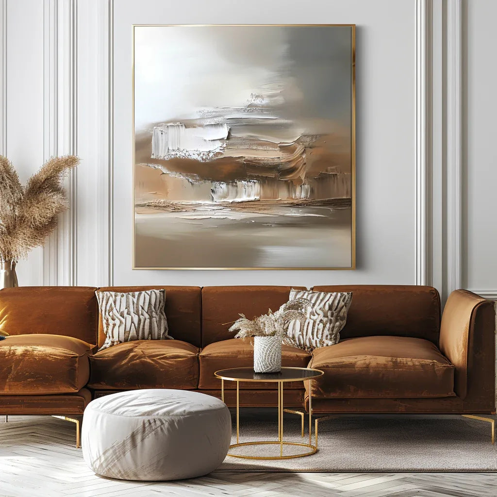 Eternal Horizons-Modern Minimalist Warm Brown Natural Abstract Oil Painting Wall Art - artextured