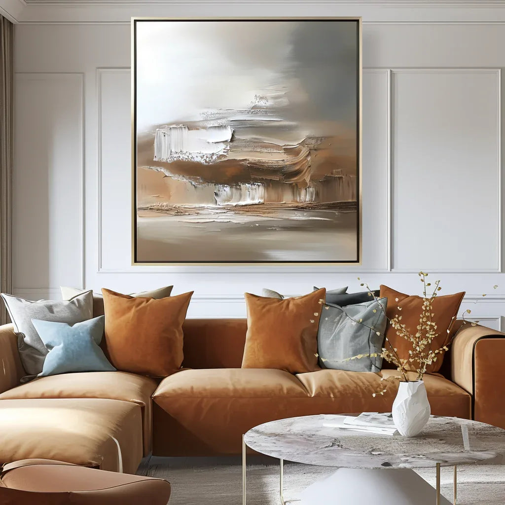 Eternal Horizons-Modern Minimalist Warm Brown Natural Abstract Oil Painting Wall Art - artextured