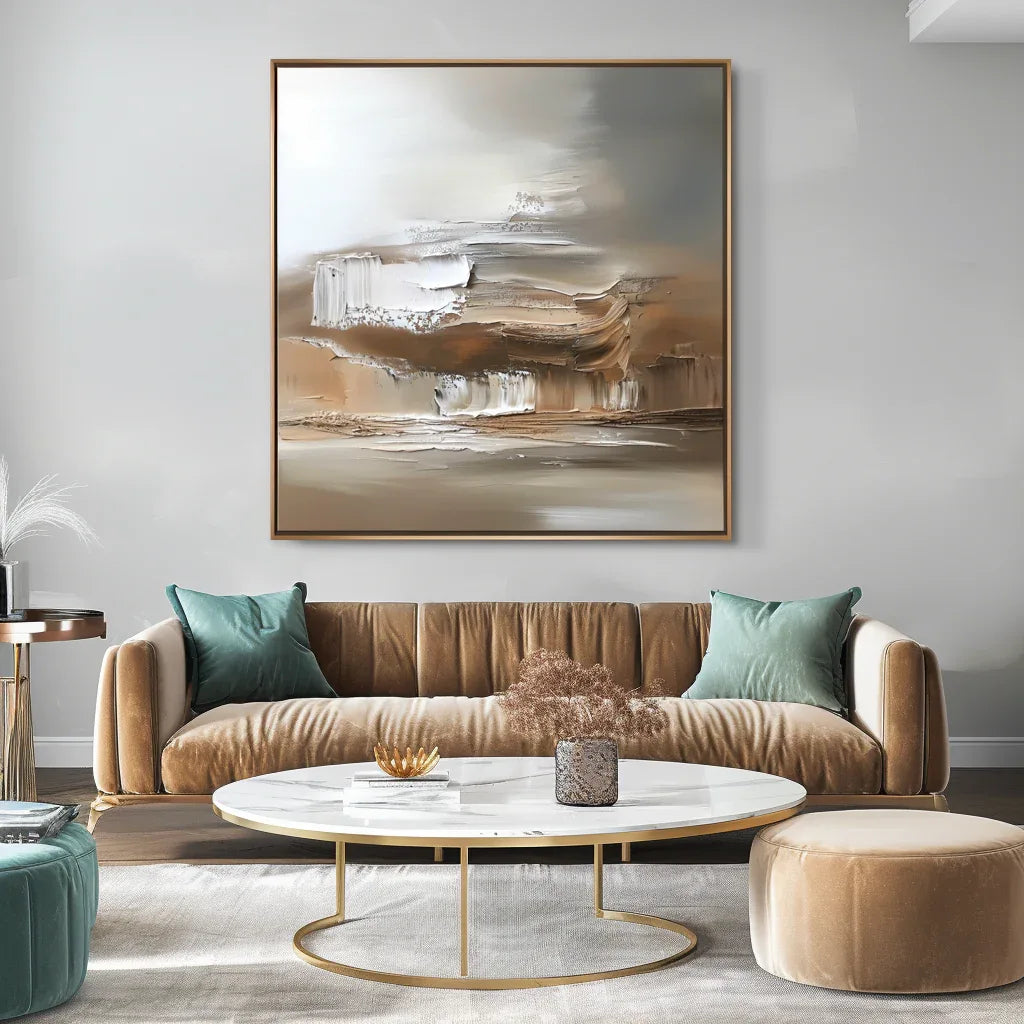 Eternal Horizons-Modern Minimalist Warm Brown Natural Abstract Oil Painting Wall Art - artextured