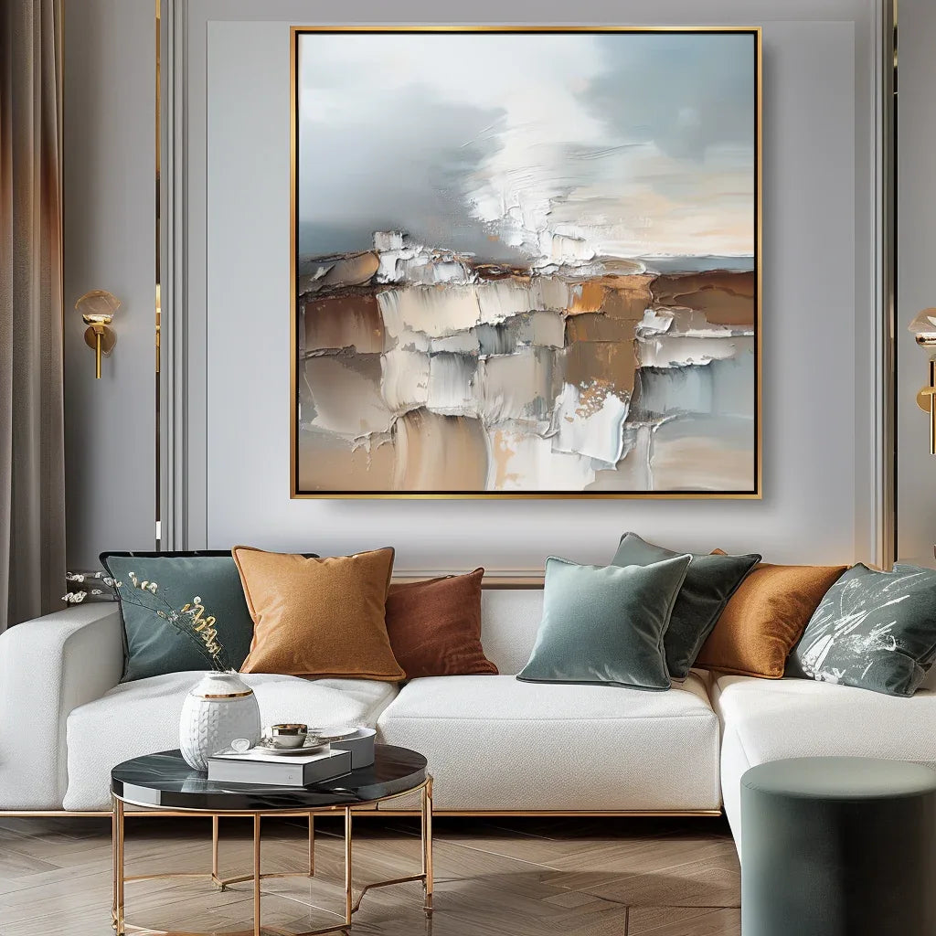 Fragmented Stillness - Hand Drawn Texture Abstract Cliff Wall Art - artextured